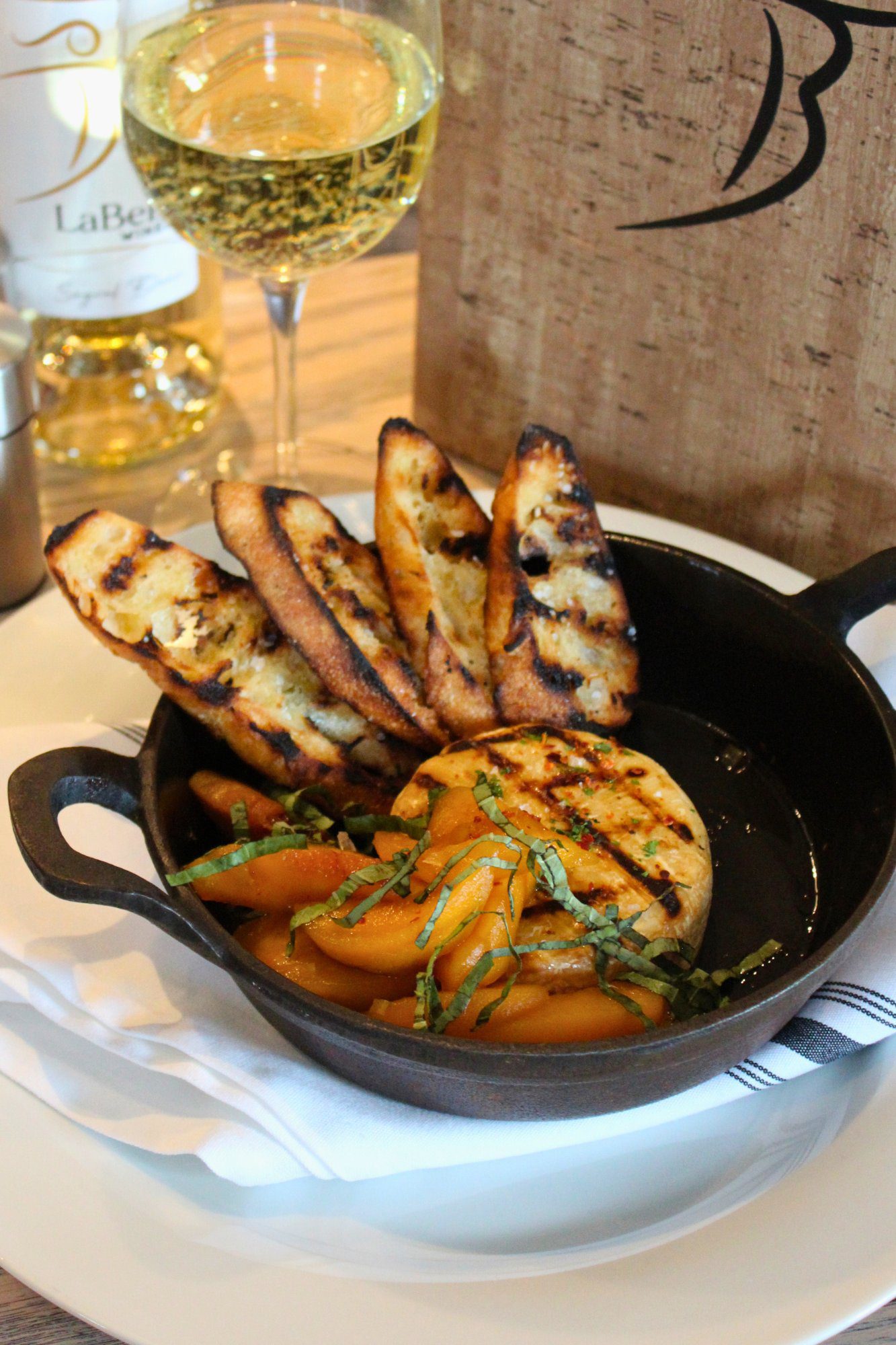 grilled brie and peaches appetizer spring menu