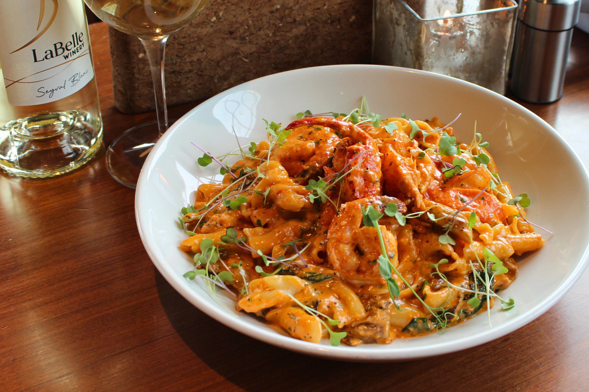 homemade pasta with lobster entree americus restaurant