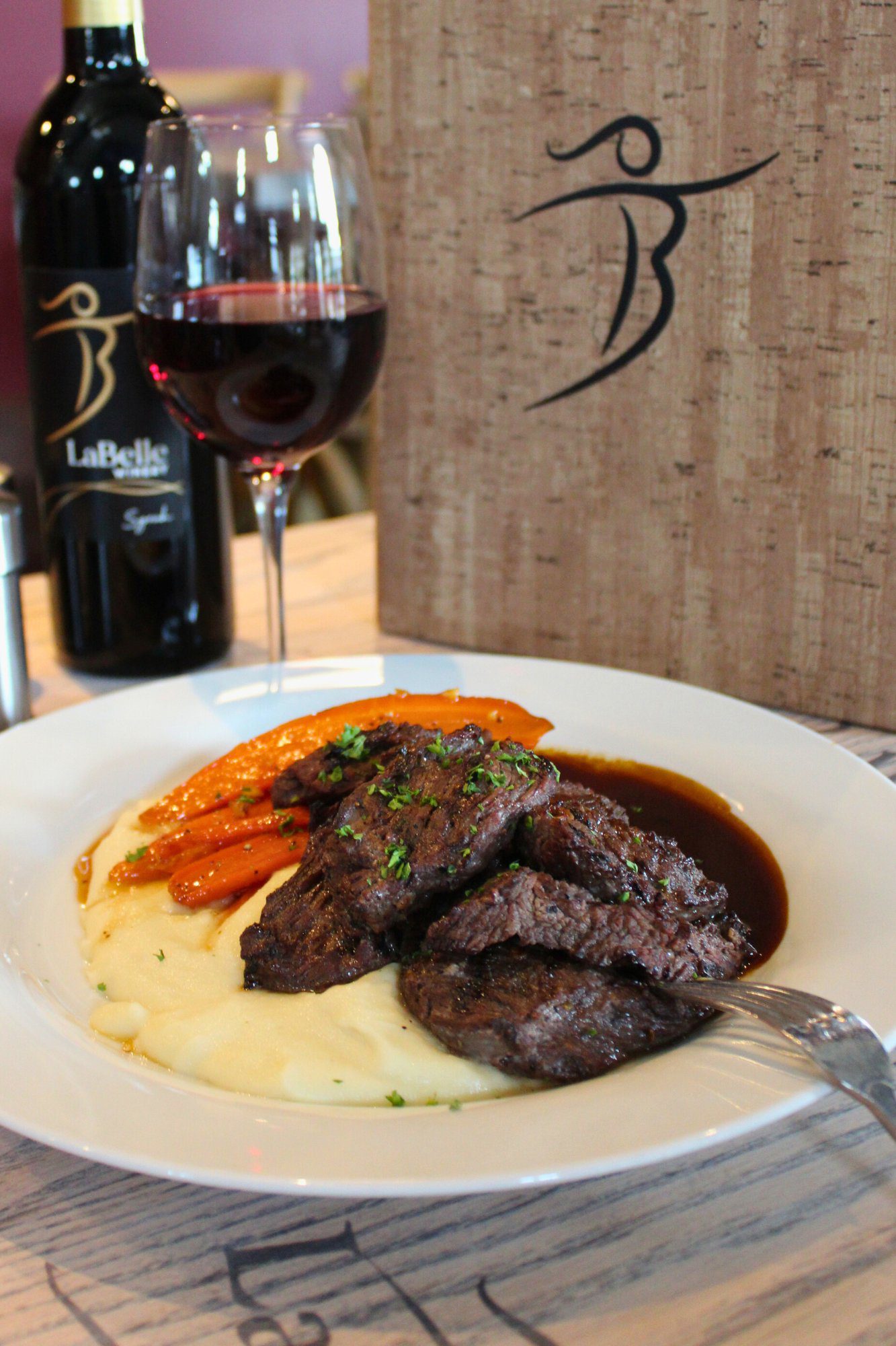 marinated steak tips at the bistro