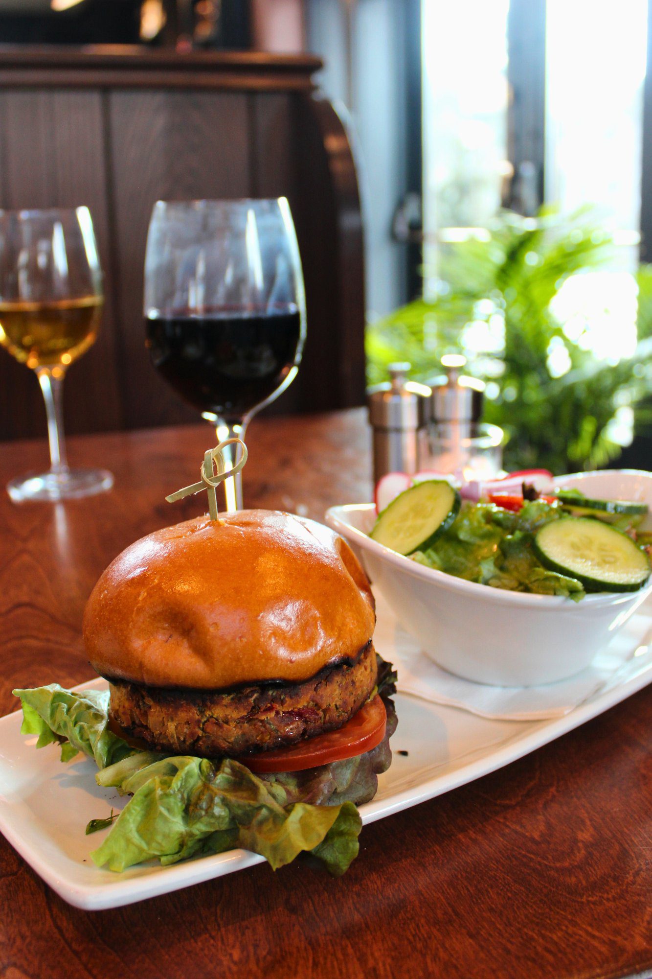 the bistros bean burger vegetarian lunch option