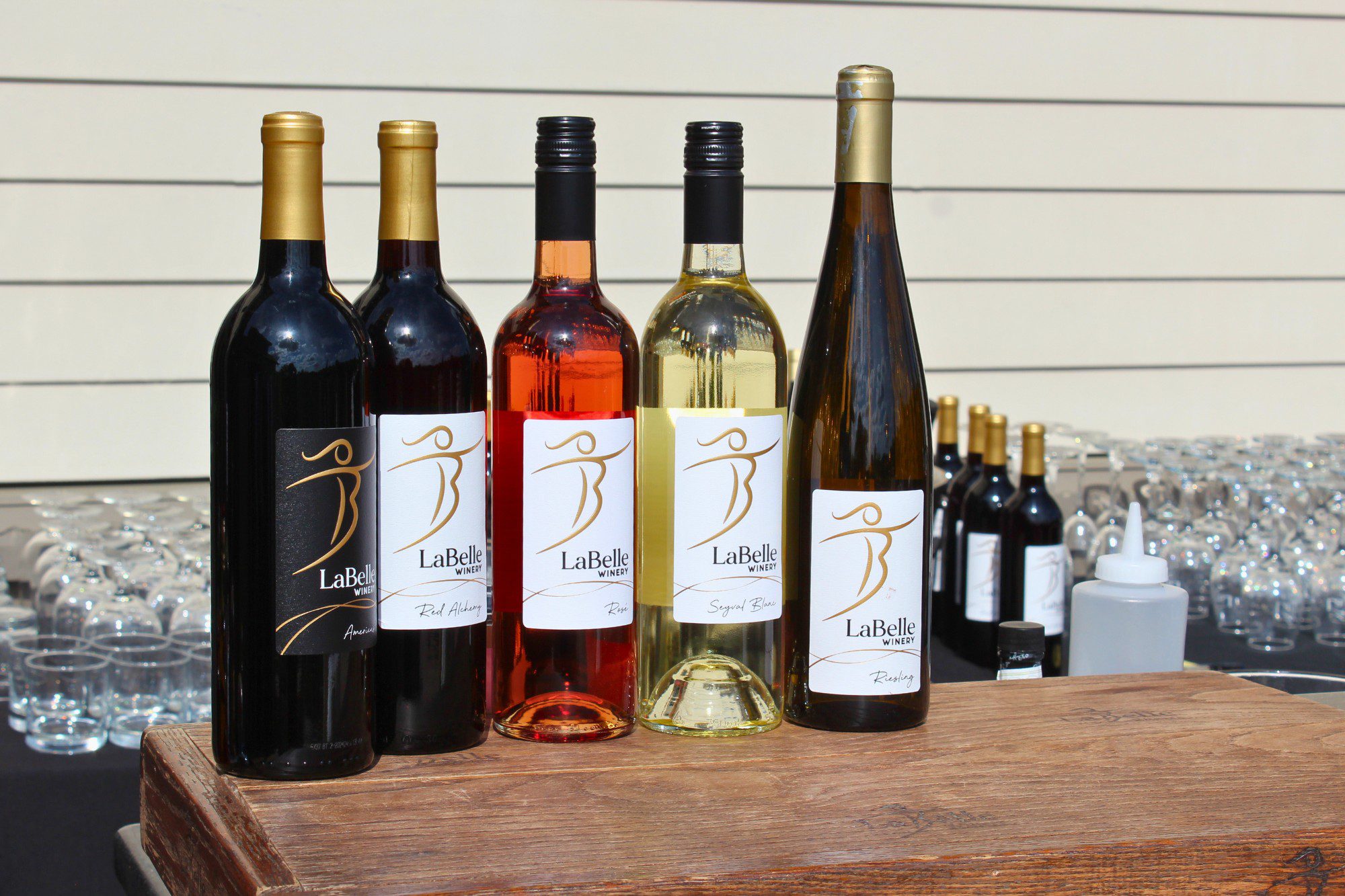 labelle winery wine display at outdoor event in new hampshire