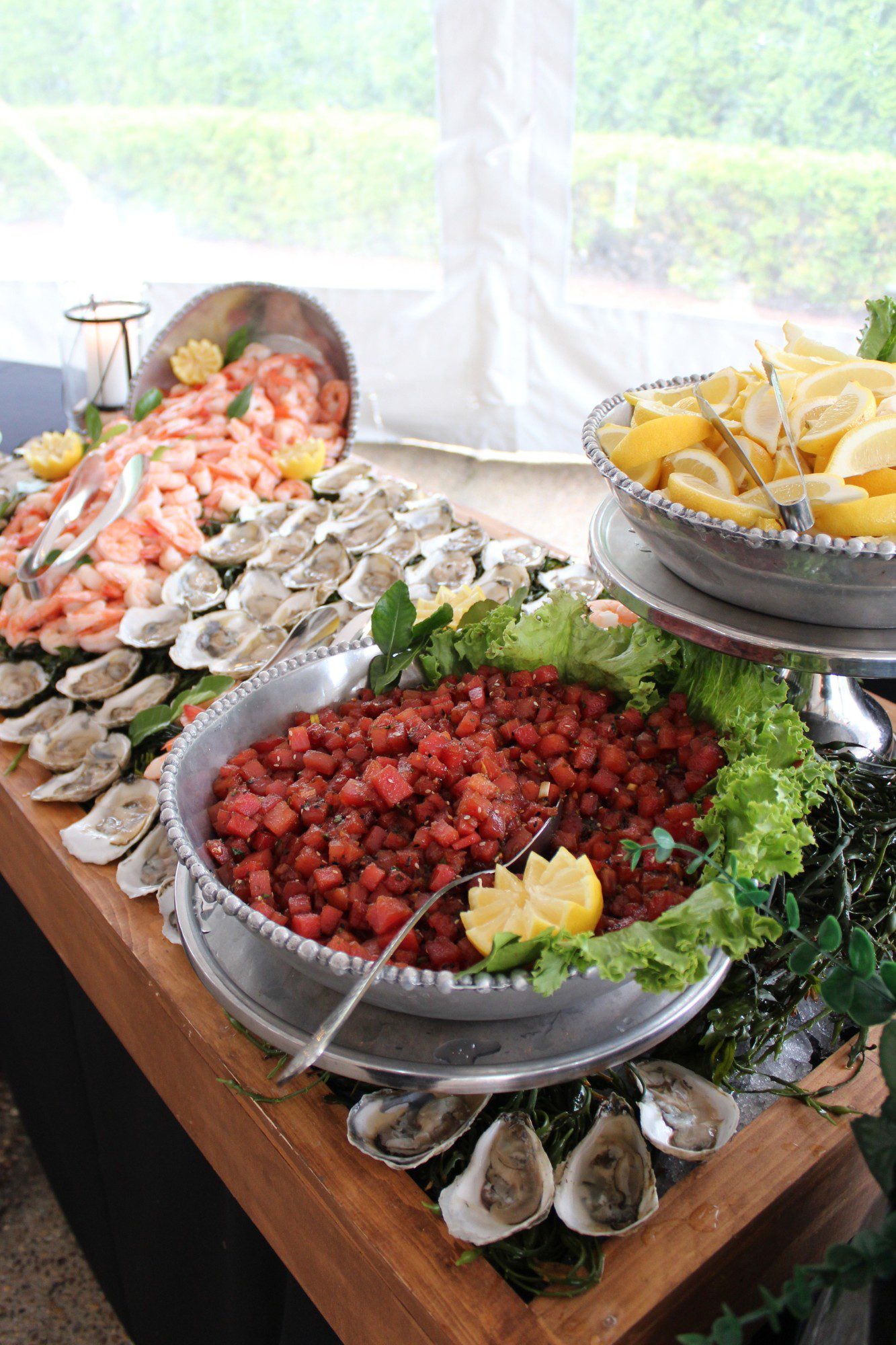 seafood display labelle winery private event oysters shrimp tuna