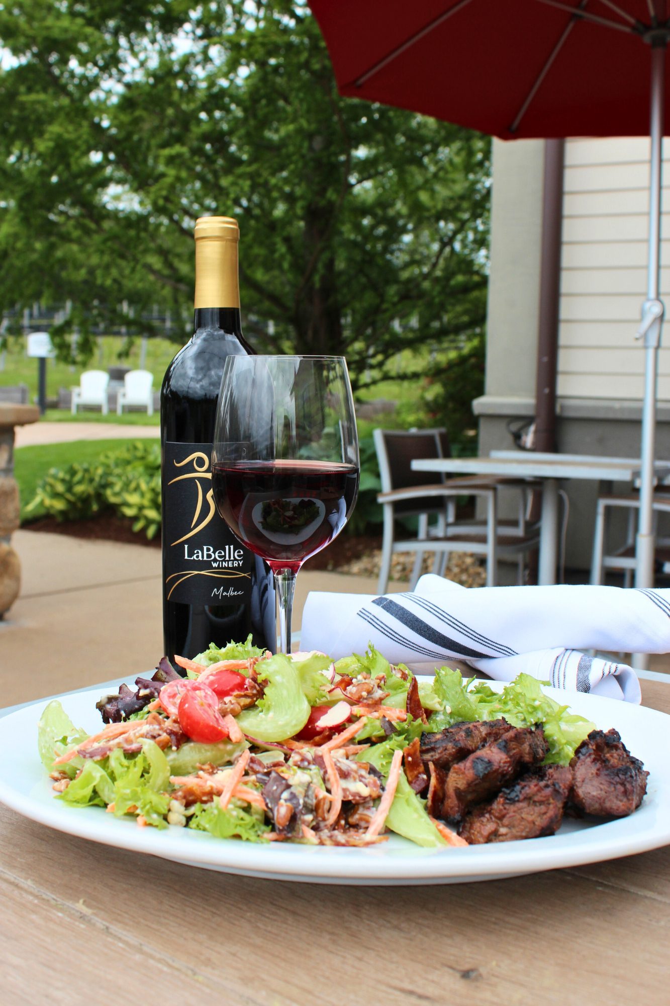 steak tip salad red wine the bistro at labelle