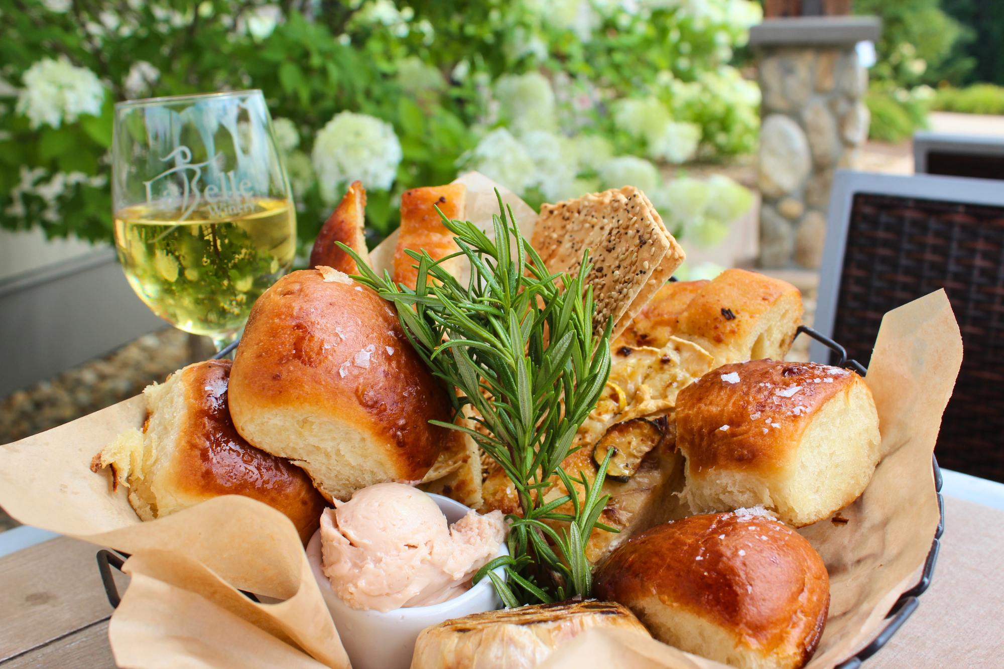 Bread basket at the bistro labelle winery