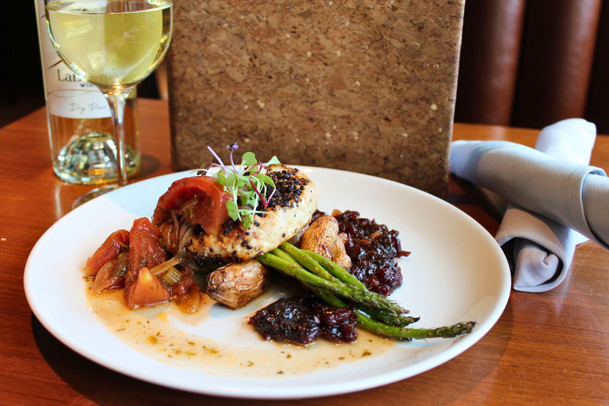 Peppercorn Crusted Swordfish at labelle winery at americus  fall menu