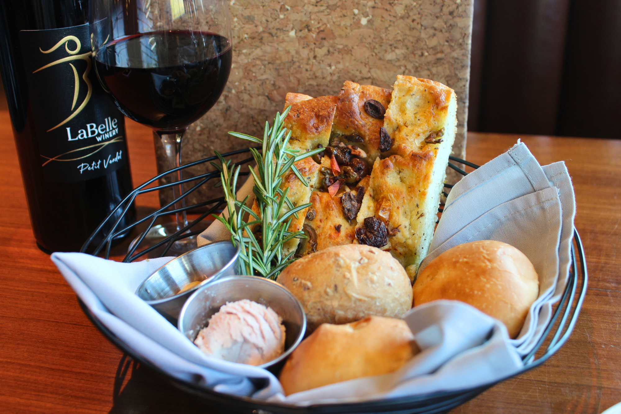 bread basket at americus restaurant labelle winery
