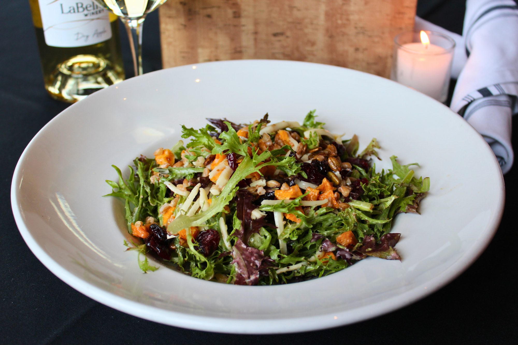 roasted butternut and farro salad at labelle winery at the bistro fall menu
