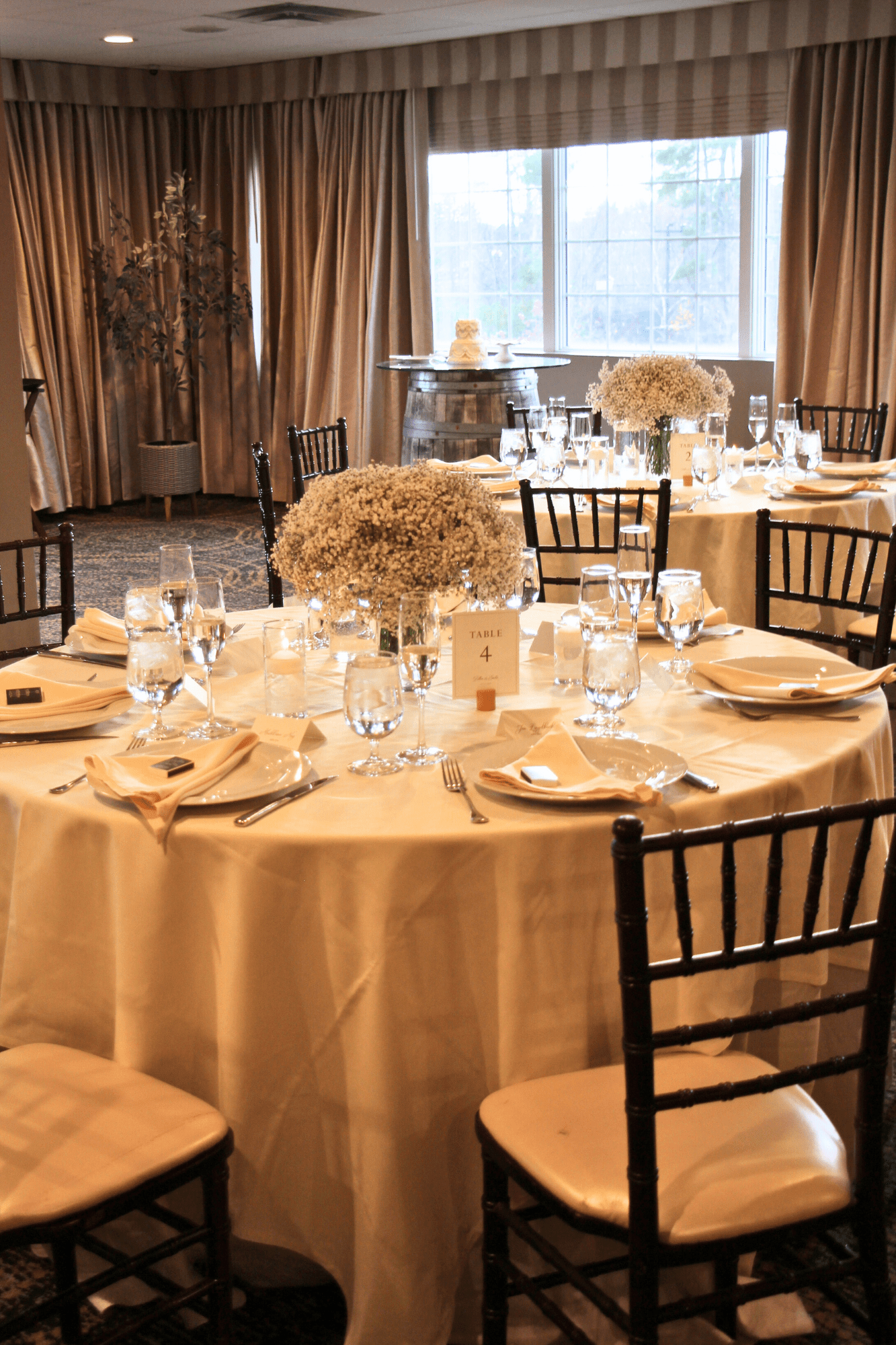 Table set up at labelle winery harvest room wedding (2)