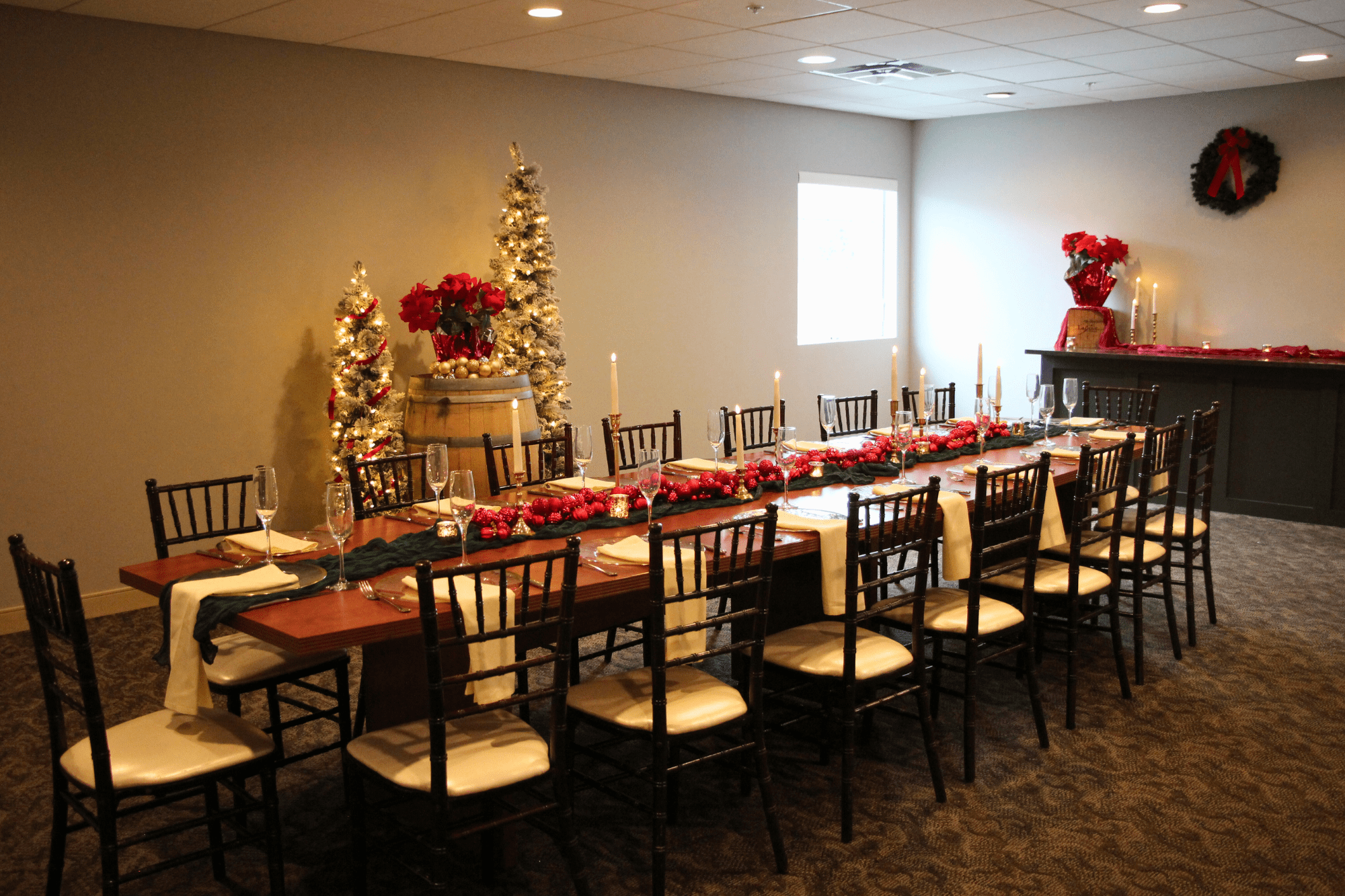 table set up for holiday party labelle winery boardroom (3)