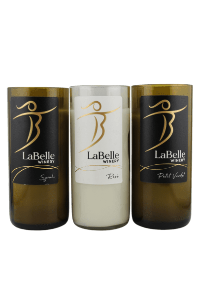 recycled labelle wine bottle candles