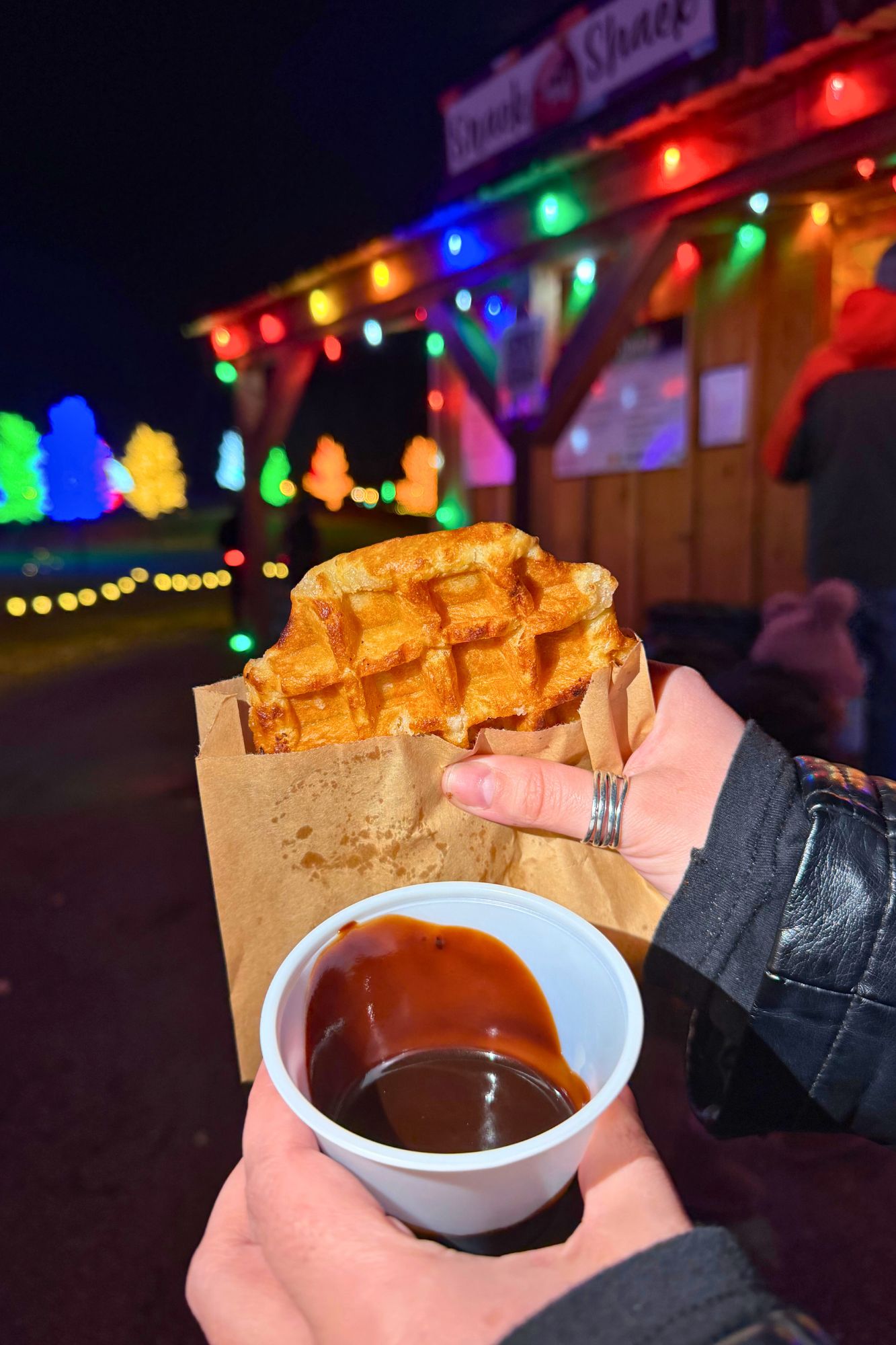 waffle at snack shack at labelle lights in derry nh