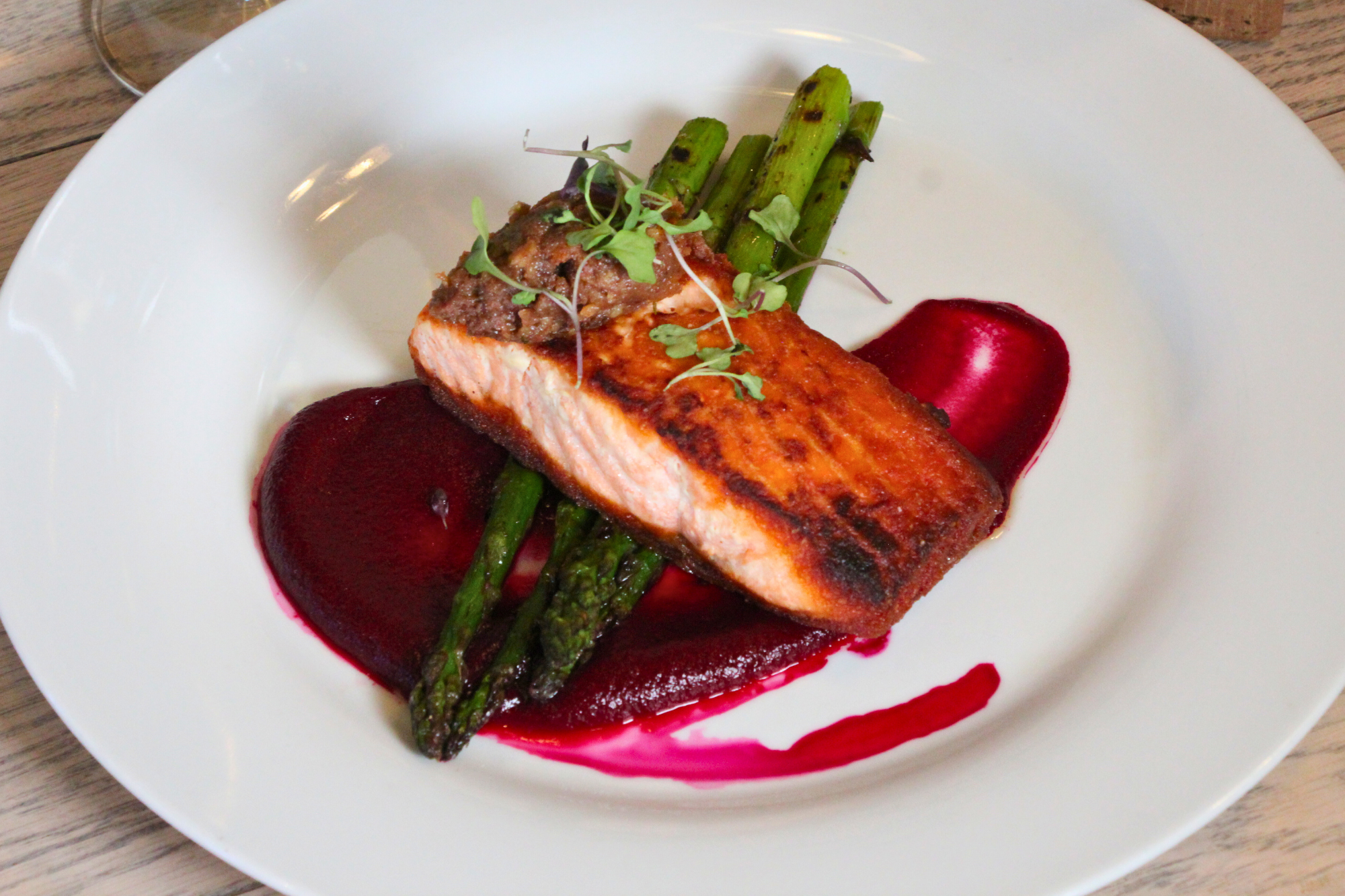 Seared Salmon and Beets the bistro labelle winery