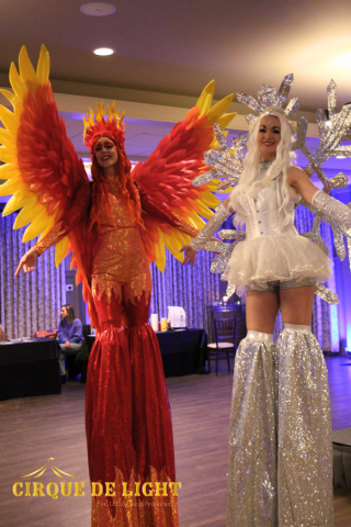 cirque de light fire and ice stilt walkers at labelle lights festival