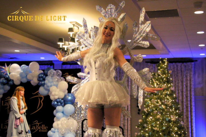 cirque de light ice stilt walkers at labelle lights festival